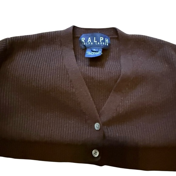 Ralph Lauren Sweater Brown Wool Cardigan Size L Classic Sweater - Picture 2 of 6